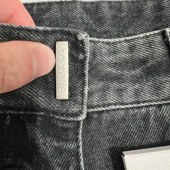 Givenchy Women's Distressed Gray Denim Bermuda Shorts Size 29 - Picture 5 of 15